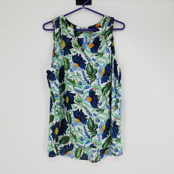 Dalia Tops - Dahlia Floral Sleeveless V-neck Tank Top / Shell -Lightweight & Versatile